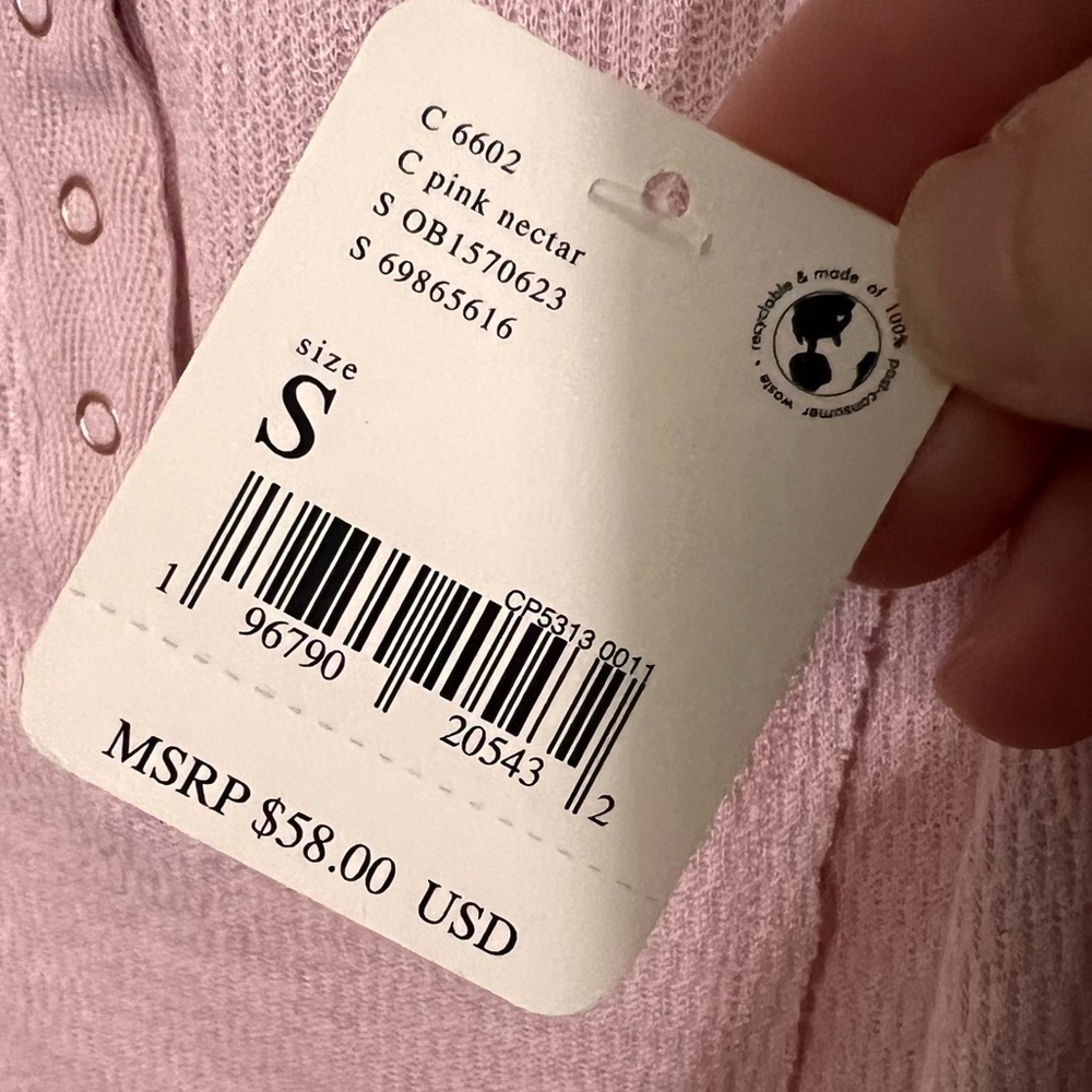 SOLD FREE PEOPLE SLOANE NWT $58 PINK NECTAR LONGSLEEVE BODYSUIT TOP SIZE SMALL - Picture 6 of 10